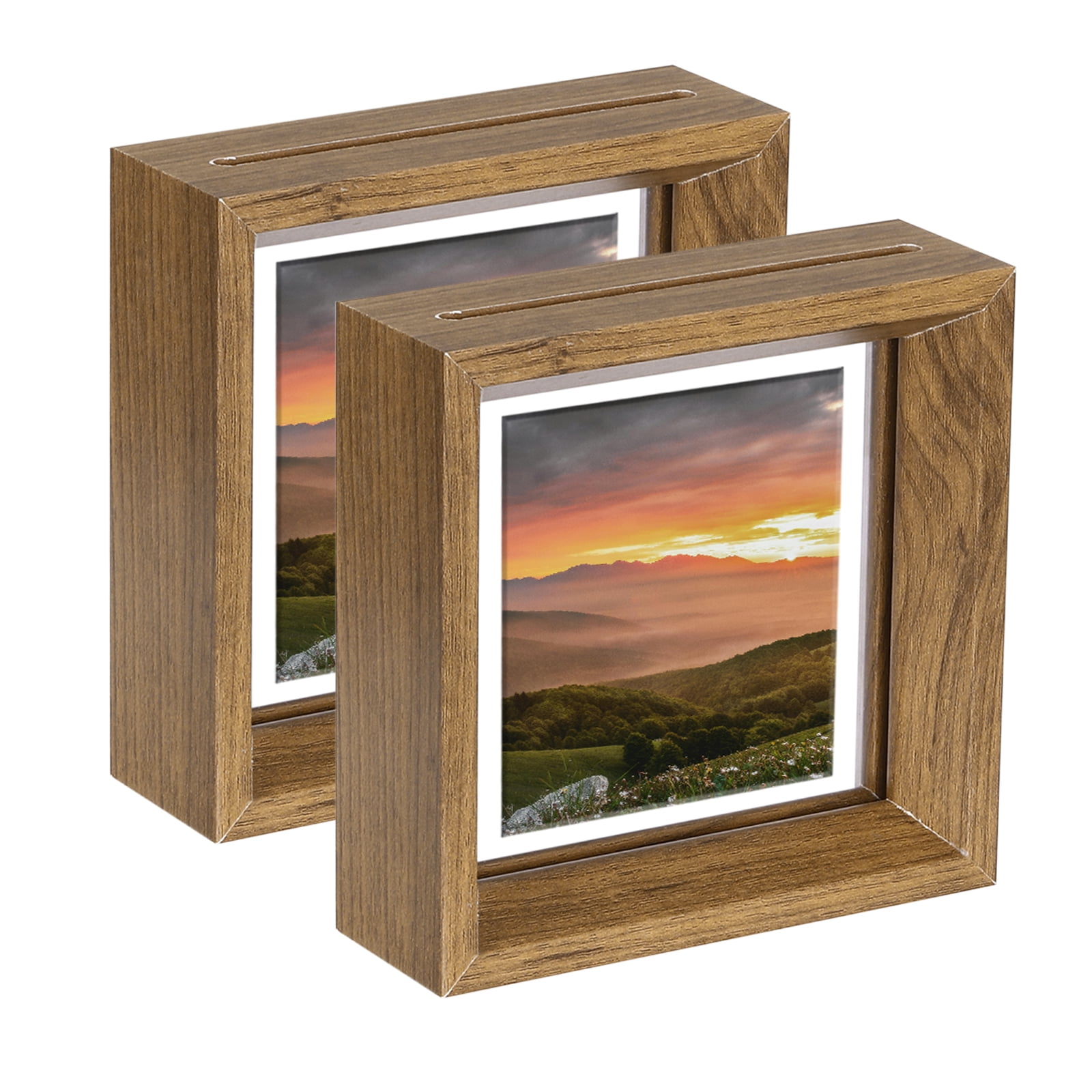 Uxcell 2Pcs Floating Frame, 4x4 Inch Wood Pictures Frames for Pressed ...