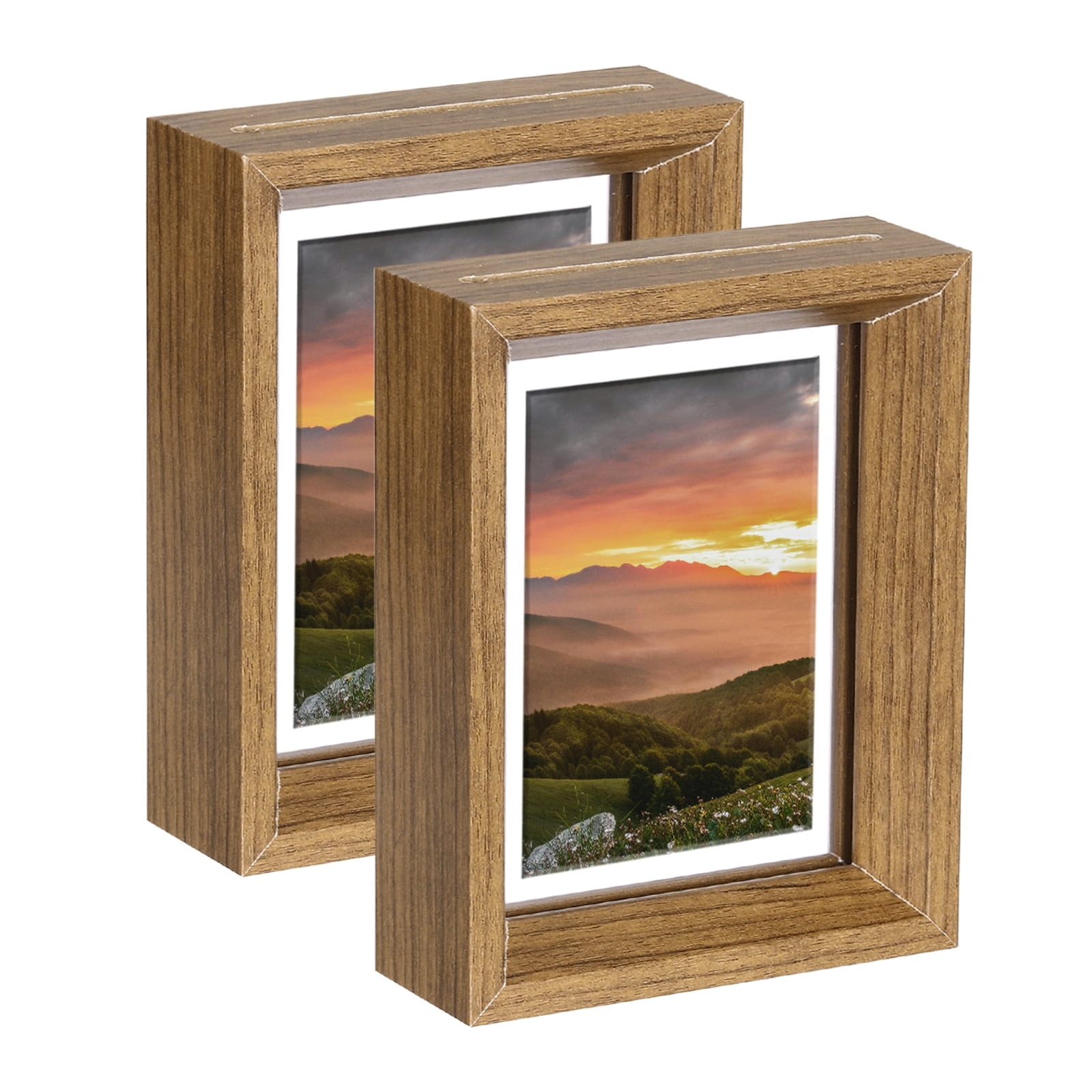 Uxcell 2Pcs Floating Frame, 5x4 Inch Wood Pictures Frames for Pressed ...