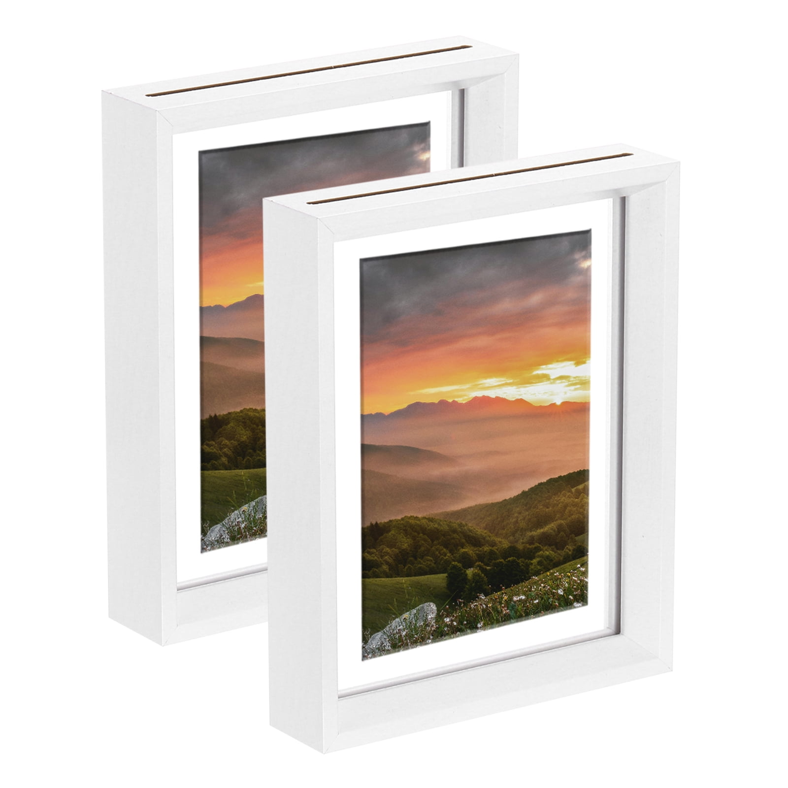 Uxcell 2Pcs Floating Frame, 8x6 Inch Wood Pictures Frames for Pressed ...