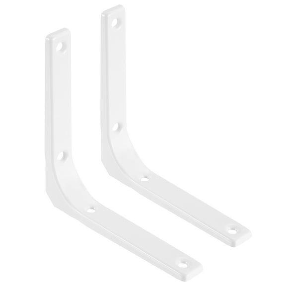 Uxcell 2Pcs Floating Shelf Brackets, 5 x 5 Inch Heavy Duty Wall Shelf Supports, Steel Joint Angle Brackets for Wood Shelves, Cabinets, Countertop Support, White