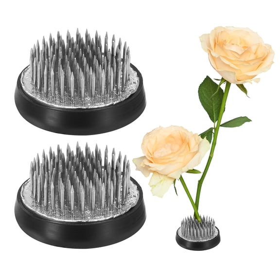 Uxcell 2Pcs Flower Frog, Round Stainless Floral Frogs, Flower Arranger Fixed Tool(Silver, 0.2")