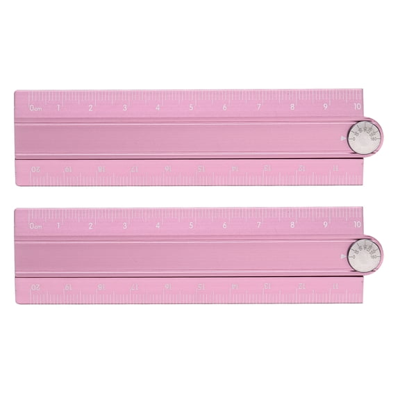Uxcell 2Pcs Folding Straight Ruler 20cm Metric Aluminum Alloy Protractor Foldable Angle Finder Ruler Geometric Measuring Tool for Architects Artists Office, Pink