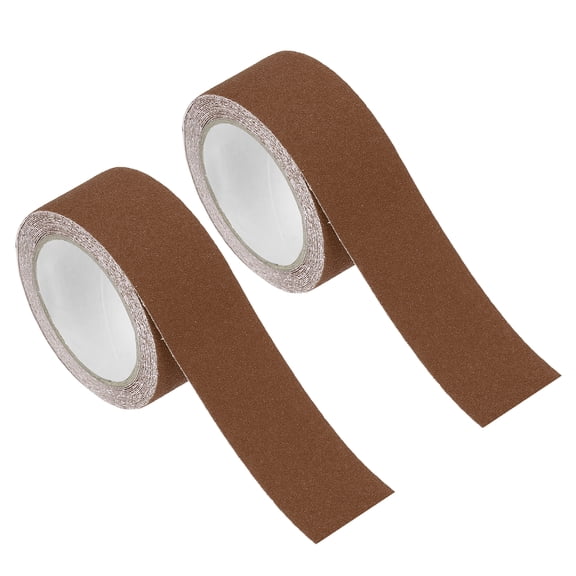Uxcell 2Pcs Frosted Non-slip Tape - 16.4 ft x 2 Inch, Heavy Duty Anti Slip Grip Safety Non Skid Tread Stair Cases Tape High Adhesion & Waterproof, Suit for - Outdoor/Stairs, Brown