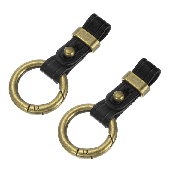 Uxcell 2Pcs Genuine Leather Keychain Blanks, 2.6In Vintage Bulk Rectangle Key Chain Blanks Holder with Key RingsRemovable Keychain Black