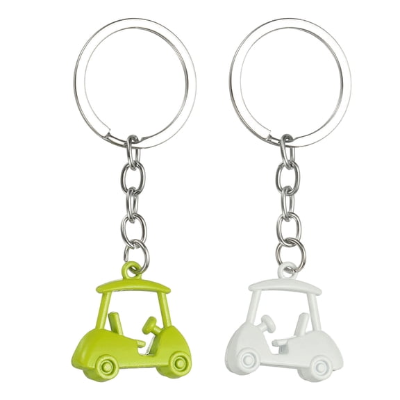 Uxcell 2Pcs Golf Cart Keychain, Metal Golf Keychain Pendant Rings Organizer Bag Charm Accessories for Golfer Birthday Gifts Souvenirs Backpacks Handbag, Green/White