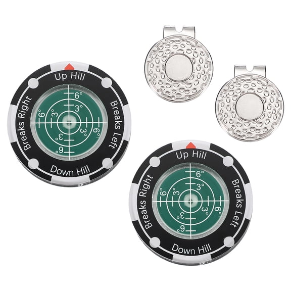 Uxcell 2Pcs Golf Green Reader, Golf Ball Marker with High Precision Green Reading Aid Bubble and Magnetic Cap Clip - Fitting for (Training/Accessories/Gift/Men & Women), Dark Green