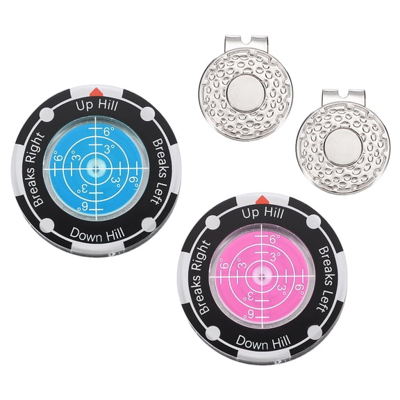Uxcell 2Pcs Golf Green Reader, Golf Ball Marker with High Precision Green Reading Aid Bubble and Magnetic Cap Clip - Fitting for (Training/Accessories/Gift/Men & Women), Light Blue, Pink