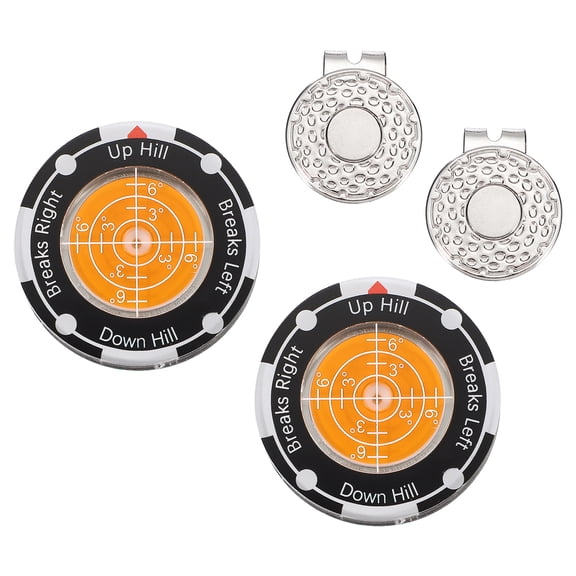Uxcell 2Pcs Golf Green Reader, Golf Ball Marker with High Precision Green Reading Aid Bubble and Magnetic Cap Clip - Fitting for (Training/Accessories/Gift/Men & Women), Orange