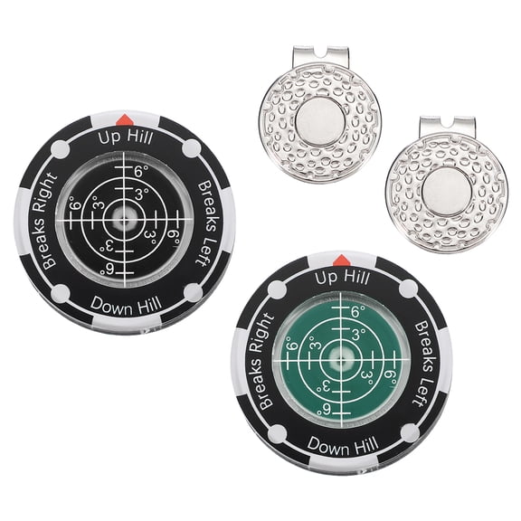 Uxcell 2Pcs Golf Green Reader, Golf Ball Marker with High Precision Green Reading Aid Bubble and Magnetic Cap Clip - Fitting for (Training/Accessories/Gift/Men & Women), Black, Dark Green