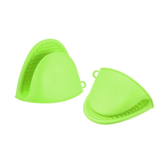 Uxcell 2Pcs Green Mini Oven Mitts Heat Resistant Pot Holder Pinch Grips
