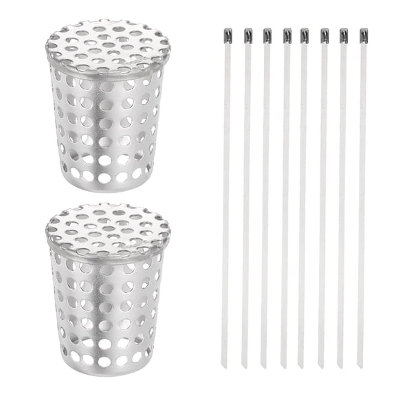 Uxcell 2Pcs Gutter Downspout Guard Filter, 2 Inch Wide 304 Stainless Steel Gutter Downspout Mesh Screen with Cable Ties for Conical Exhaust Pipe Roof Vent Cover Strainer
