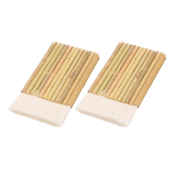Uxcell 2Pcs Hake Brush, 12 Row Sheep Hair Blender Watercolor Brush Bamboo Handle for Painting, Wash, Dust Cleaning, Pottery, Ceramic Glaze Painting, Art Craft Supplies, White