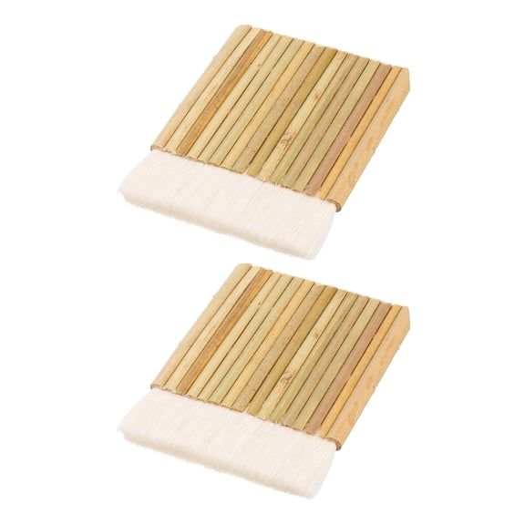 Uxcell 2Pcs Hake Brush, 16 Row Sheep Hair Blender Watercolor Brush Bamboo Handle for Painting, Wash, Dust Cleaning, Pottery, Ceramic Glaze Painting, Art Craft Supplies, White