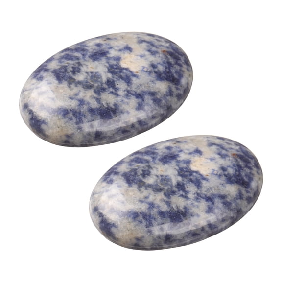 Uxcell 2Pcs Healing Crystal Stones, 1.77"x1.18" Oval Worry Stones, Natural Palm Gemstone Rocks for Women Energy Reiki Meditation DIY Gifts, Blue Spotted Jasper