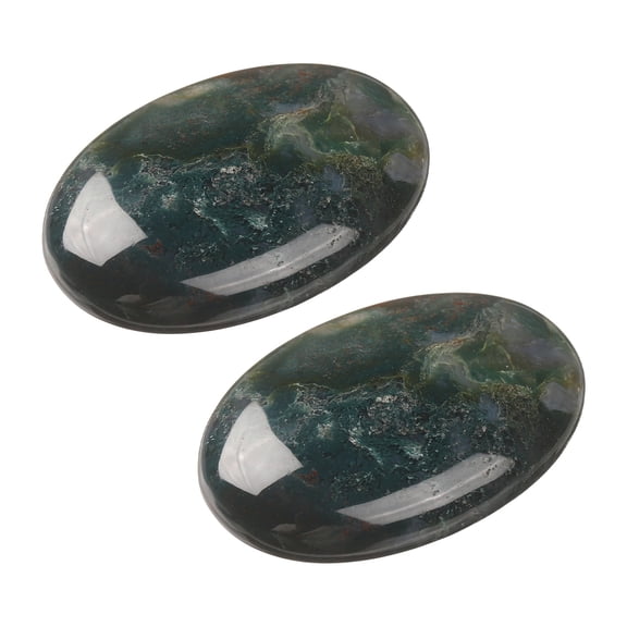 Uxcell 2Pcs Healing Crystal Stones, 1.77"x1.18" Oval Worry Stones, Natural Palm Gemstone Rocks for Women Energy Reiki Meditation DIY Gifts, Indian Agate