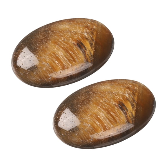 Uxcell 2Pcs Healing Crystal Stones, 1.77"x1.18" Oval Worry Stones, Natural Palm Gemstone Rocks for Women Energy Reiki Meditation DIY Gifts, Tigers Eye