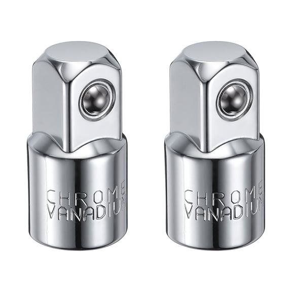 Uxcell 2Pcs Impact Socket Adapter 1/4" Female to 3/8" Male Square Drive Reducer Converter Conversion Adapters CR-V Steel for Socket Wrench Ratchet Breaker Bar Driver Tool, Silver