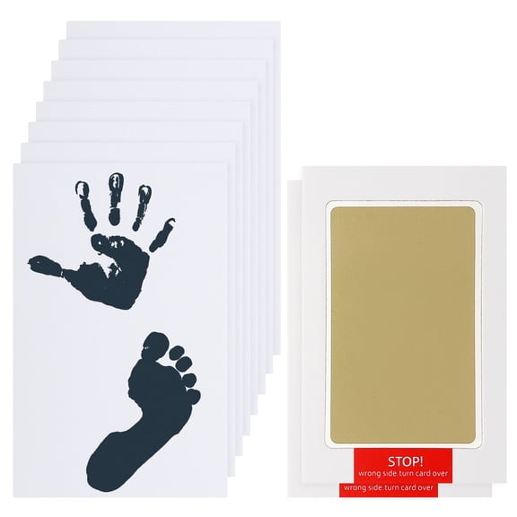 Uxcell 2Pcs Inkless Handprint and Footprint Kit, 3x5 Inch Mess Free Pet Paw Print Kit 2 Gold Inkless Print Pads + 8 Imprint Cards Clean Touch Ink Pad for Keepsake Gift Pets Imprint