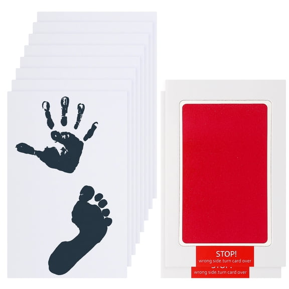 Uxcell 2Pcs Inkless Handprint and Footprint Kit, 3x5 Inch Mess Free Pet Paw Print Kit 2 Red Inkless Print Pads + 8 Imprint Cards Clean Touch Ink Pad for Keepsake Gift Pets Imprint