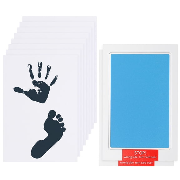 Uxcell 2Pcs Inkless Handprint and Footprint Kit, 4x7 Inch Mess Free Pet Paw Print Kit 2 Light Blue Inkless Print Pads + 8 Imprint Cards Clean Touch Ink Pad for Keepsake Gift Pets Imprint