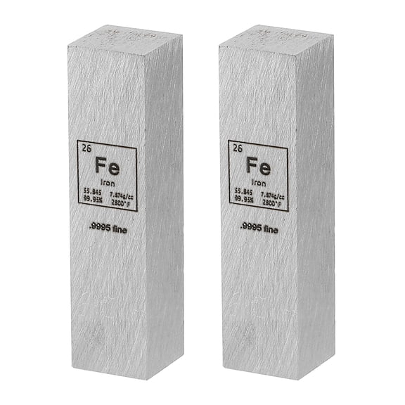 Uxcell 2Pcs Iron Cube, 0.5x2" Fe Density Stick High Density Element Rod Unique Metal Cube Periodic Table of Elements Collections Lab Experiment Teacher Scientific Classes, Square