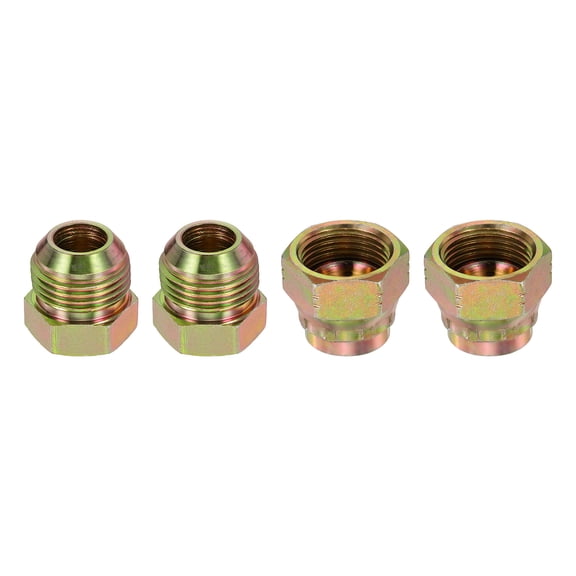 Uxcell 2Pcs JIC Hydraulic Caps & Plugs, 37 Flare Cap & Plug Kits Seal Hydraulic Hose Fittings Carbon Steel with Zinc Plating Fits JIC -12 (1-1/16"-12 UN) Fittings