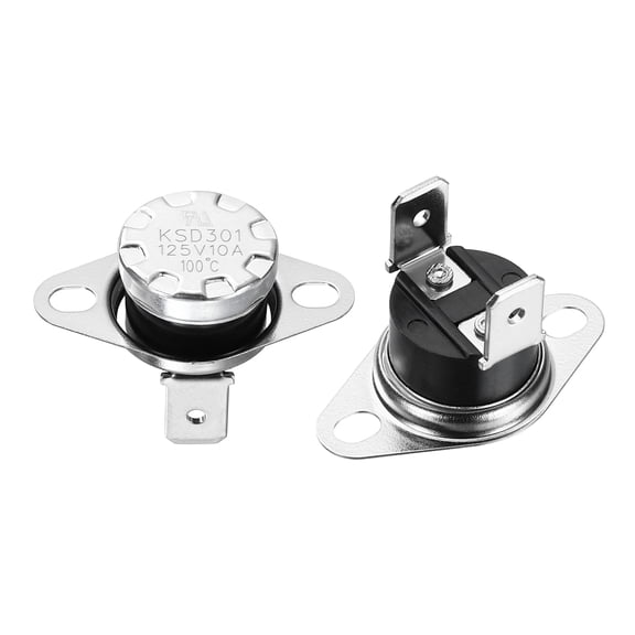 Uxcell 2Pcs KSD301 Thermostat NC Temperature Switch, 100C/212F 10A Snap Disc Thermal Control Switch Overheat Protection for Oven Microwaves Coffee Maker, Bakelite Normally Closed
