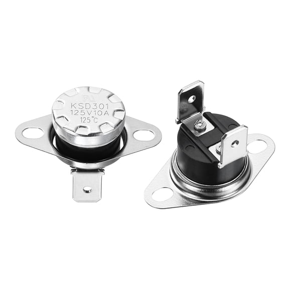 Uxcell 2Pcs KSD301 Thermostat NC Temperature Switch, 125C/257F 10A Snap Disc Thermal Control Switch Overheat Protection for Oven Microwaves Coffee Maker, Bakelite Normally Closed