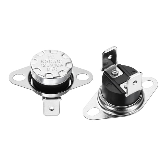 Uxcell 2Pcs KSD301 Thermostat NC Temperature Switch, 135C/275F 10A Snap Disc Thermal Control Switch Overheat Protection for Oven Microwaves Coffee Maker, Bakelite Normally Closed
