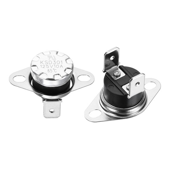 Uxcell 2Pcs KSD301 Thermostat NC Temperature Switch, 65C/149F 10A Snap Disc Thermal Control Switch Overheat Protection for Oven Microwaves Coffee Maker, Bakelite Normally Closed