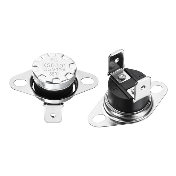 Uxcell 2Pcs KSD301 Thermostat NC Temperature Switch, 85C/185F 10A Snap Disc Thermal Control Switch Overheat Protection for Oven Microwaves Coffee Maker, Bakelite Normally Closed