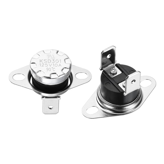 Uxcell 2Pcs KSD301 Thermostat NC Temperature Switch, 90C/194F 10A Snap Disc Thermal Control Switch Overheat Protection for Oven Microwaves Coffee Maker, Bakelite Normally Closed