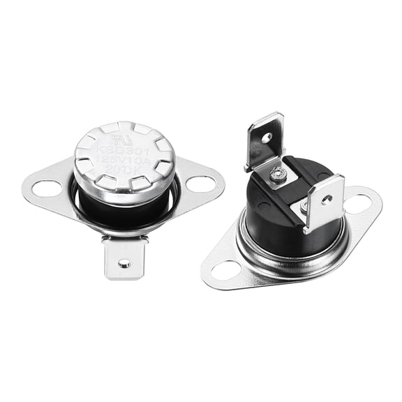 Uxcell 2Pcs KSD301 Thermostat NO Temperature Switch, 20C/68F 10A Snap Disc Thermal Control Switch Overheat Protection for Oven Microwaves Coffee Maker, Bakelite Normally Open