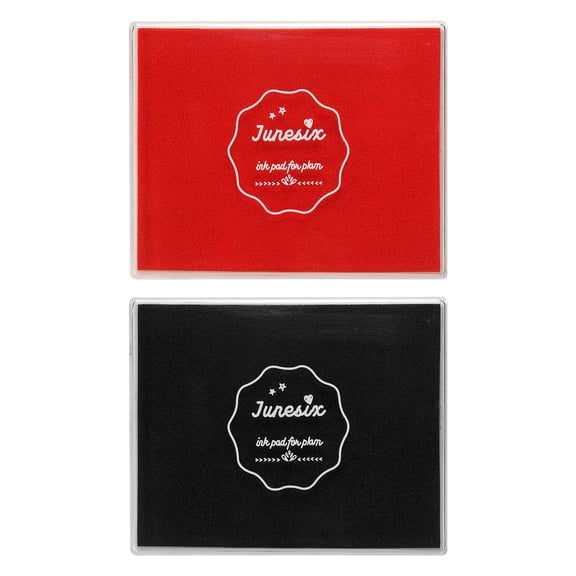 Uxcell 2Pcs Large Stamp Ink Pad, 3.9x4.7 Inch Washable Craft Finger Stamps Pad for Paper Wood Fabric Inkpad DIY Card Making, Black and Red