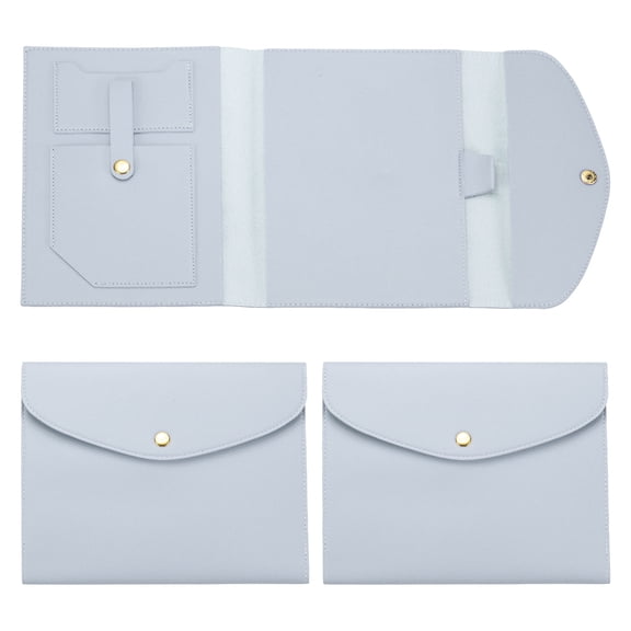 Uxcell 2Pcs Leather A5 Notebook Cover for Business Cards Documents with Pen Holder, Blue