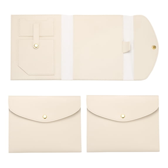 Uxcell 2Pcs Leather A5 Notebook Cover for Business Cards Documents with Pen Holder, White