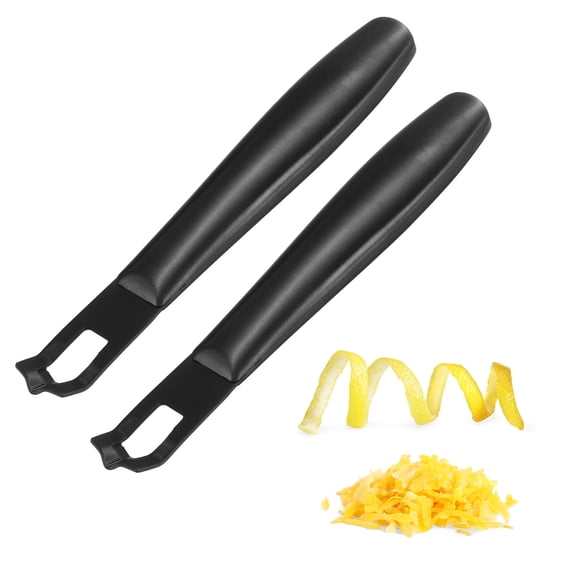 Uxcell 2Pcs Lemon Peeler, Stainless Steel Citrus Fruit Peeler Tool Orange Zester Gadget Channel Knife for Cocktail Garnishes Bar Kitchen Accessory, Black