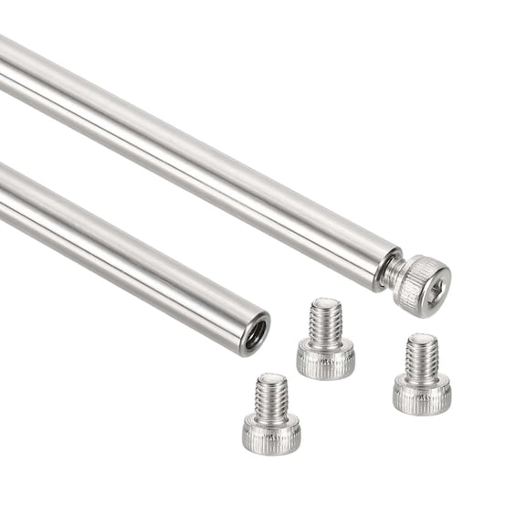 Uxcell 2Pcs Linear Motion Rod Shaft Guide, 6x200mm Case Hardened Chrome Plated Steel Rods for CNC Machine