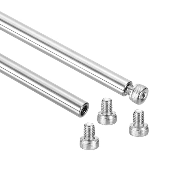 Uxcell 2Pcs Linear Motion Rod Shaft Guide, 6x350mm Case Hardened Chrome Plated Steel Rods for CNC Machine