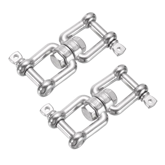 Uxcell 2Pcs M10(3/8") Double Shackle Swivel Boat Anchors Swivel Shackle, 316 Stainless Steel, Marine Grade, Jaw-Jaw Anchors Chain Connector for Boat, Fishing, Rigging