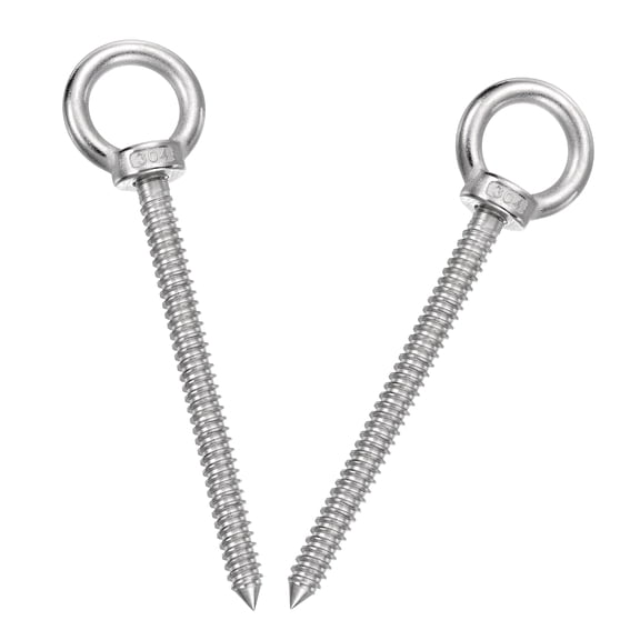 Uxcell 2Pcs M10x120mm Eye Hooks 6.6x1.6x1.6" 304 Stainless Steel Eye Bolts