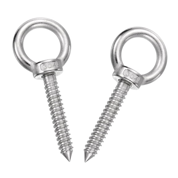Uxcell 2Pcs M10x60mm Eye Hooks 4.1x1.6x1.6" 304 Stainless Steel Eye Bolts