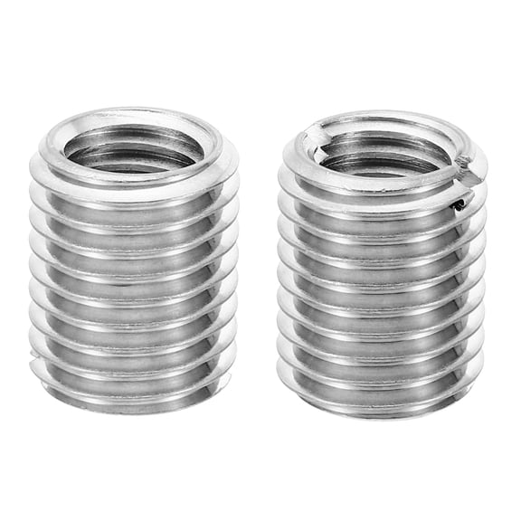 Uxcell 2Pcs M16xM12x20mm Male to Female Stainless Steel Thread Repair Insert, Silver Tone