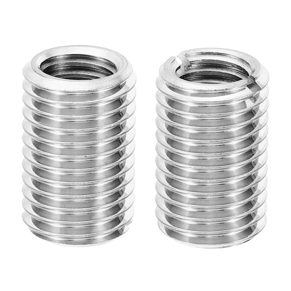 Uxcell 2Pcs M16xM12x25mm Male to Female Stainless Steel Thread Repair Insert, Silver Tone