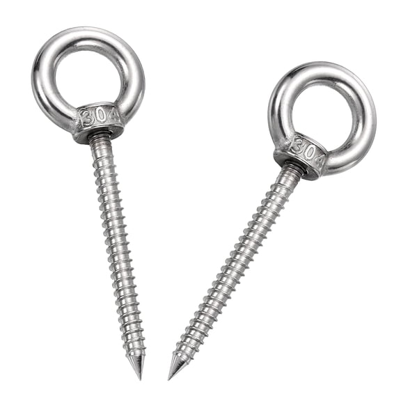 Uxcell 2Pcs M4x40mm Eye Hooks 2.4x0.7x0.7" 304 Stainless Steel Eye Bolts