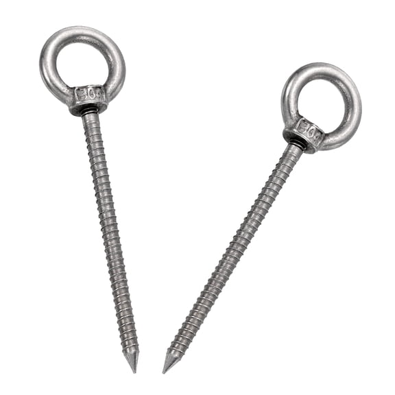 Uxcell 2Pcs M4x55mm Eye Hooks 2.8x0.7x0.7" 304 Stainless Steel Eye Bolts