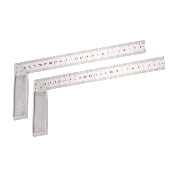 Uxcell 2Pcs Machinist Precision Square Ruler 10" 90 Degree Stainless Steel Engineer Squares L-Type Metal Right Angle Ruler Framing Tool for Professional Carpentry and Woodworking, Silver