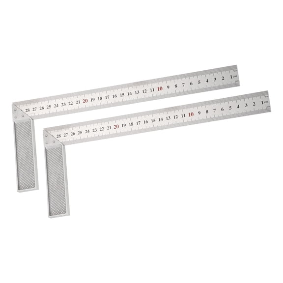 Uxcell 2Pcs Machinist Precision Square Ruler 12" 90 Degree Stainless Steel Engineer Squares L-Type Metal Right Angle Ruler Framing Tool for Professional Carpentry and Woodworking, Silver