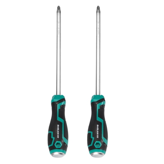 Uxcell 2Pcs Magnetic Phillips Screwdriver PH3 x 200mm S2 Steel Go-thru Cross Screwdrivers with Striking Cap for Industry and Automobile Repair
