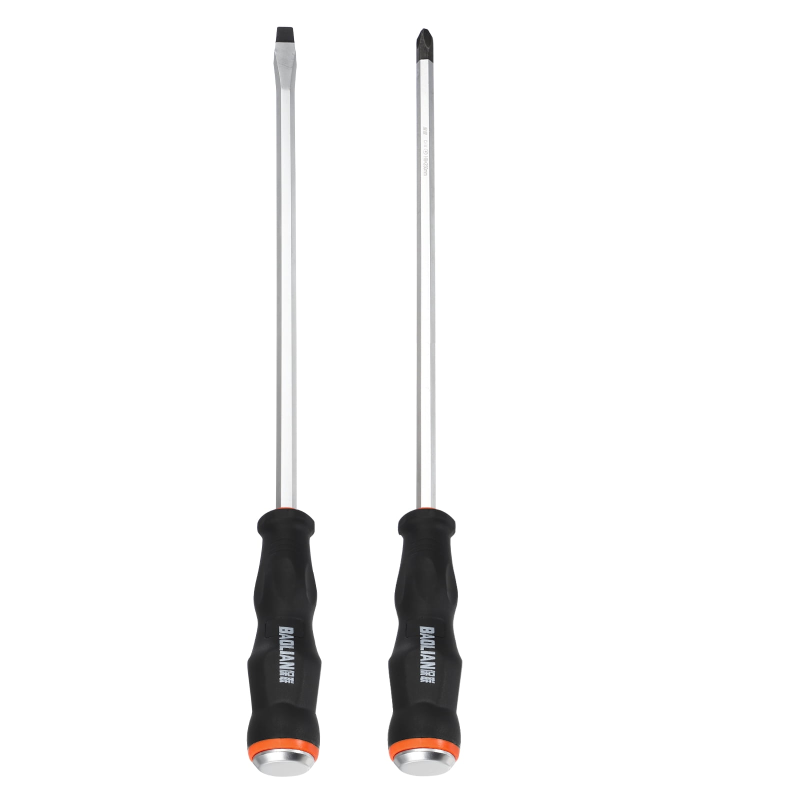 Uxcell 2Pcs Magnetic Screwdriver Set SL8/PH8 x 250mm CR-V Steel Go-thru Phillips Slotted Screwdrivers with Striking Cap for Industry and Automobile Repair